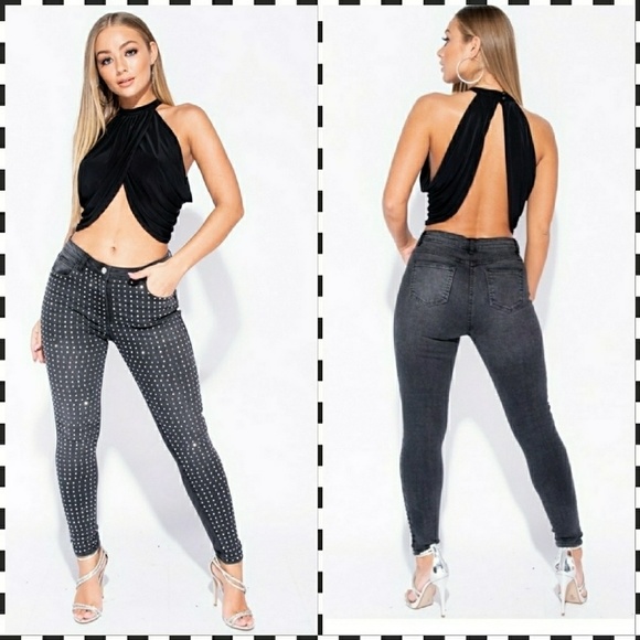 High Waisted Studded Jeans - Picture 3 of 7